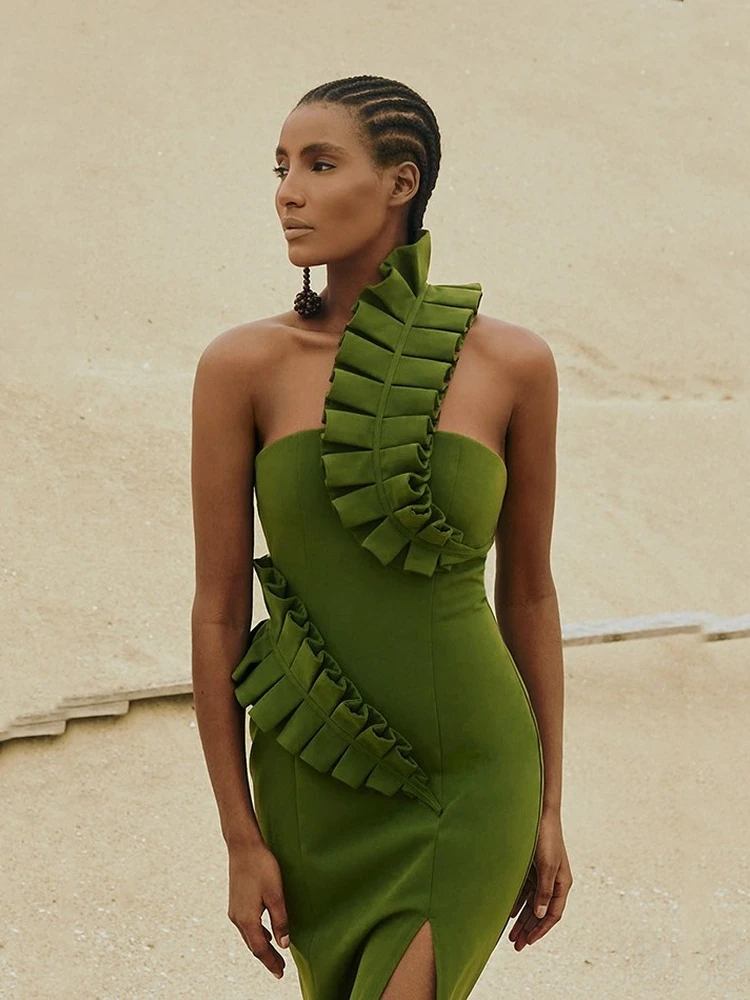 2021 осень новая сексуальная мода гофрированный нерегулярный воротник без рукавов