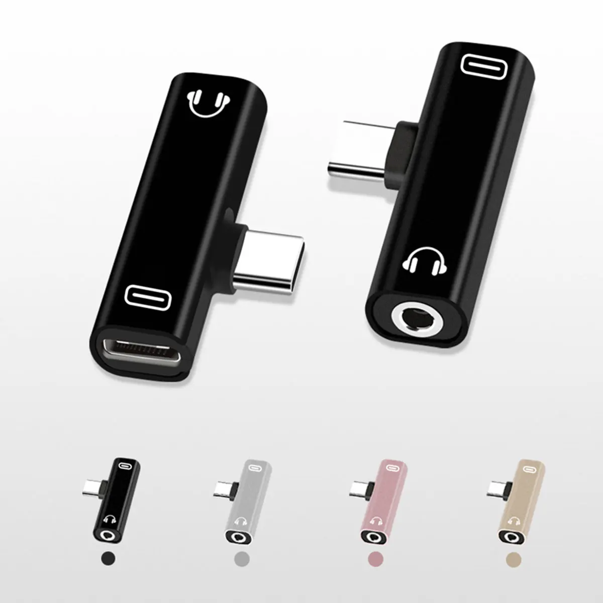 2 In 1 Dual Type C To USBC 3.5mm Jack Headphone Audio Charger Aux Adapter Splitter Converter for Xiaomi Huawei Not for Samsung