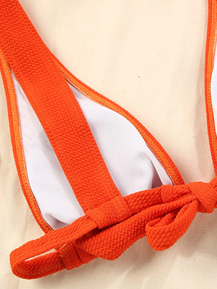 Однотонный купальник сексуальный женское Бандажное бикини купальный костюм из