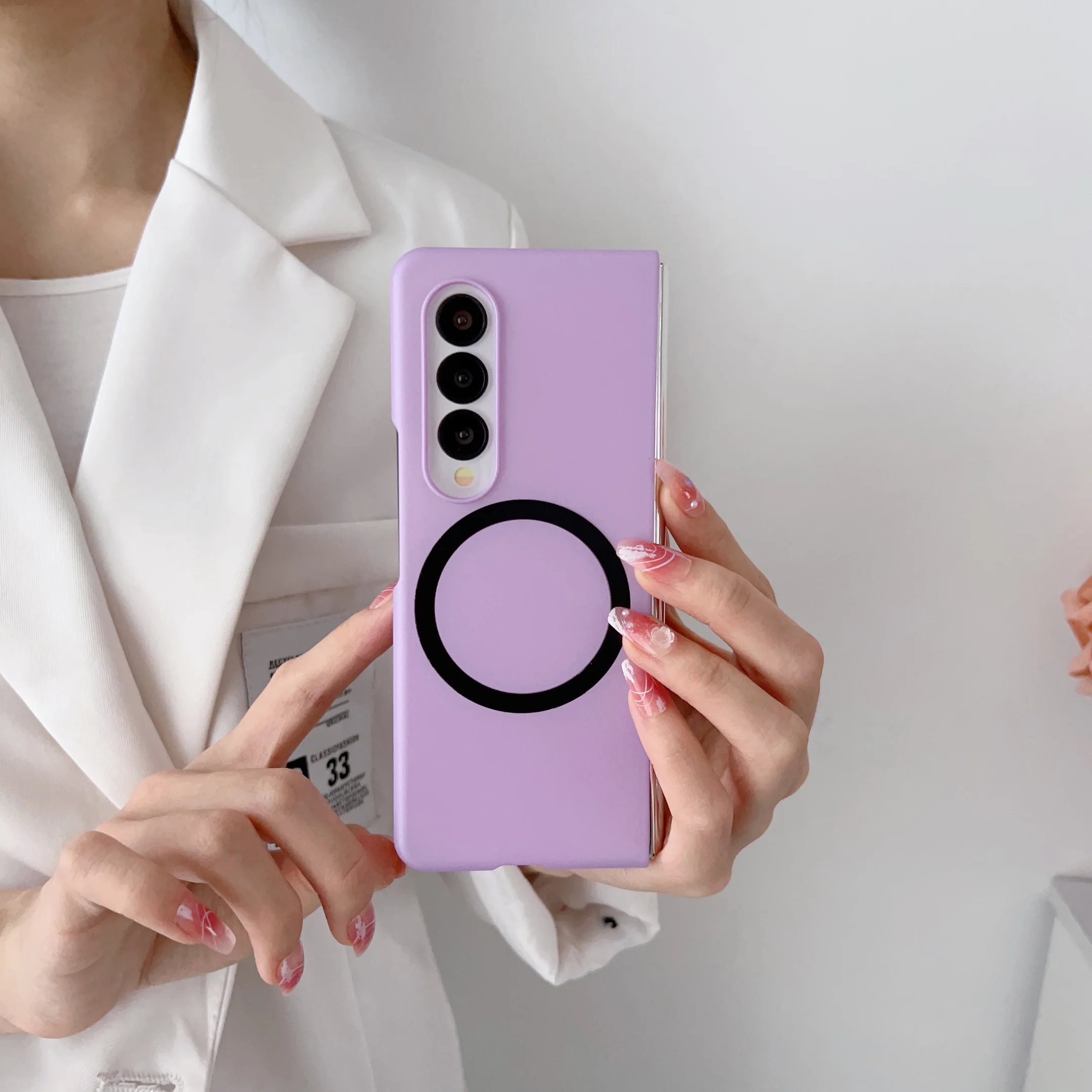 

For Samsung Galaxy Z Fold 3 Fold 4 Case Matt Hard PC Magnetic Wireless Charger Folding Phone Case Fold3 Fold4 Cover
