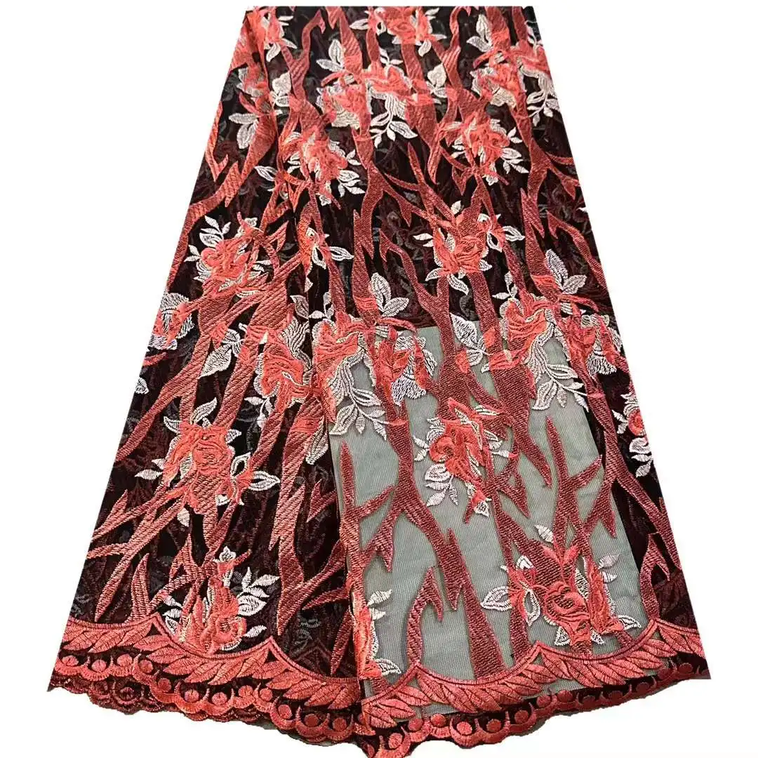 

Африканская сетчатая кружевная ткань, тюль, цветы, вышивка, рукоделие, шитье, дизайн «сделай сам», вечернее женское свадебное платье, 5 ярдов, обрезка, оптовая продажа