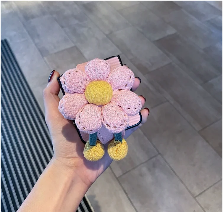 Симпатичный кожаный чехол с плюшевым ремешком на запястье для Samsung Galaxy Z Flip5 Flip4 Flip3