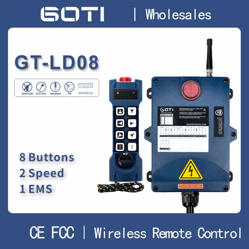 

GT-LD08 (F24-8D Alternative) 8 Buttons Double Speed Wireless Radio Industrial Remote Control for Crane Hoist