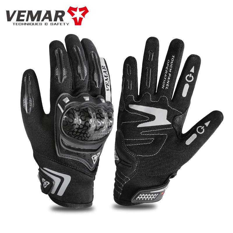 

Vemar R-11 Breathable Motorcycle Riding Glove Full Finger Motocross Accessories Night Reflective Touch Screen Biker Gloves