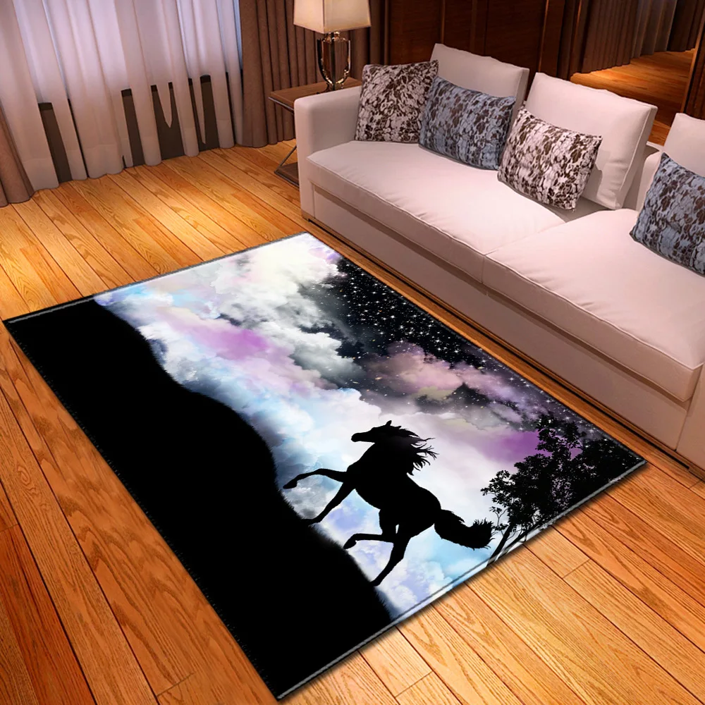 

3D Horse Pattern Carpet for Living Room Animal Area Rug Bedroom Bedside Anti-slip Mat Entrance Rug Alfombra Tapis Tapete Peludo