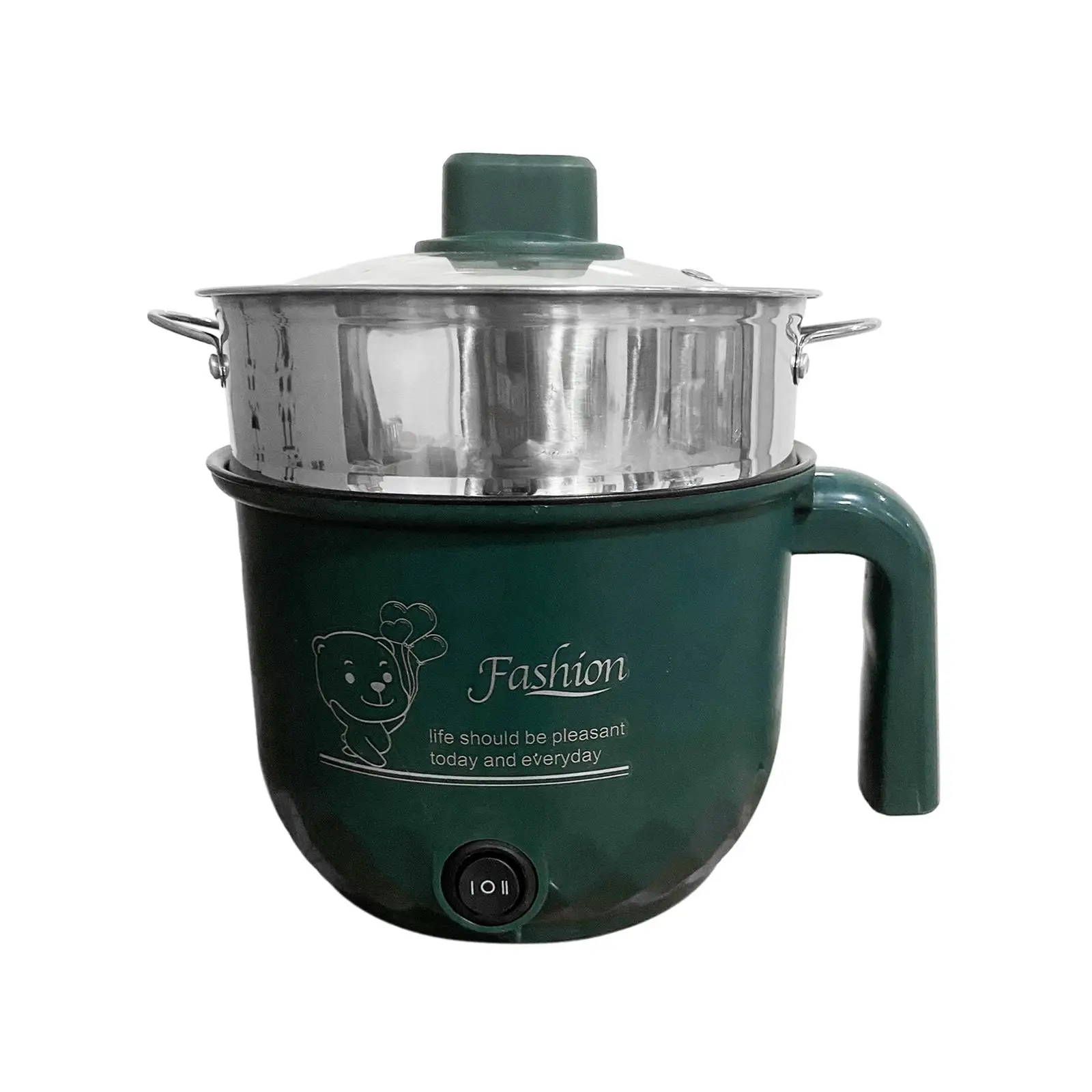 

Электрическая кастрюля с антипригарным покрытием, 1,8 л, многофункциональная электрическая сковорода из нержавеющей стали с 2 шестернями для лапши, рамен, каши, яиц