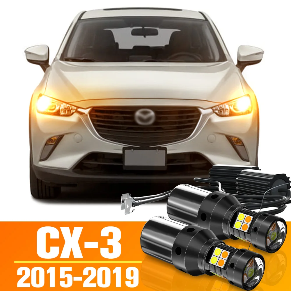 

2pcs Dual Mode LED Turn Signal+Daytime Running Light DRL Accessories For Mazda CX3 CX-3 CX 3 2015-2019 2016 2017 2018