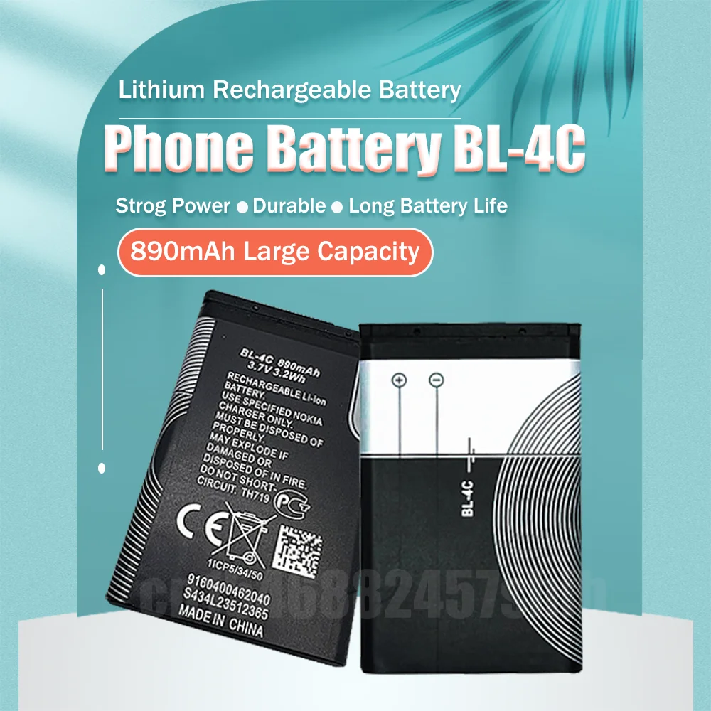 BL-4C BL4C BL 4C 3 7 V 890mAh литиевая аккумуляторная батарея для телефона Nokia 6100 6125 6136 6170 6300