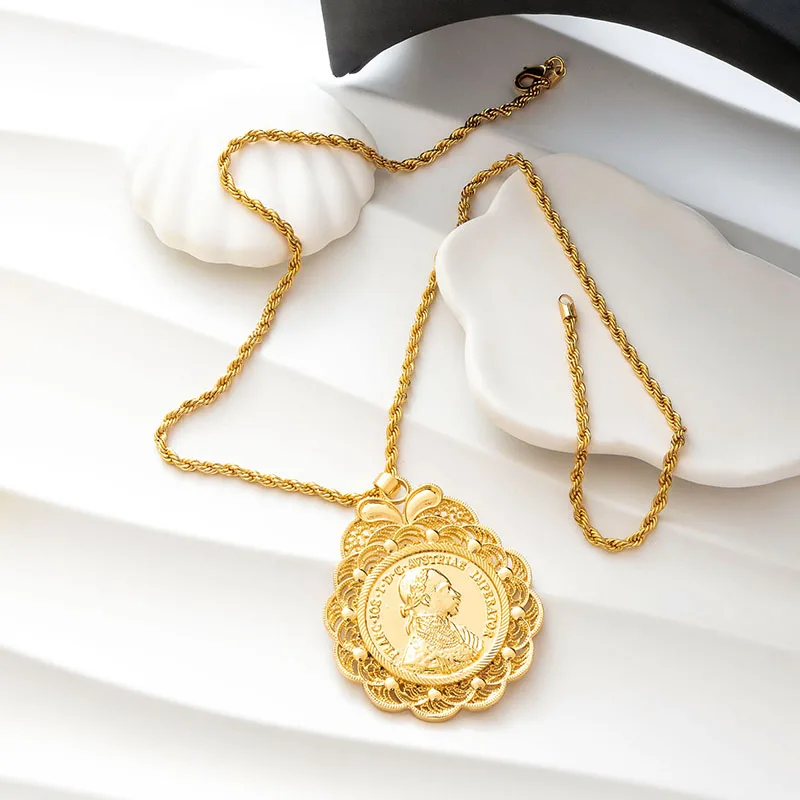 

Fatima Store French Coin Necklace Beautifully Designd Robe Women's Hollow Flower Moroccan National Wedding