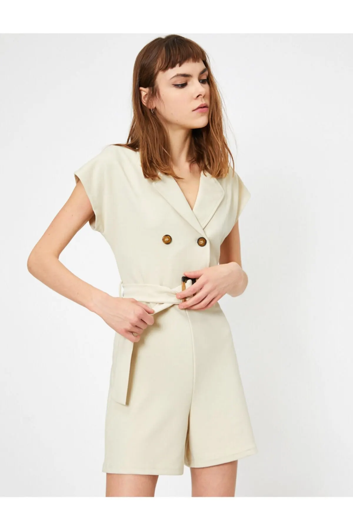 

Women's Overalls Button Detailed Jumpsuit Hot Style Quality Fabric Sleeveless Baggy Trousers Casual Jumpsuit