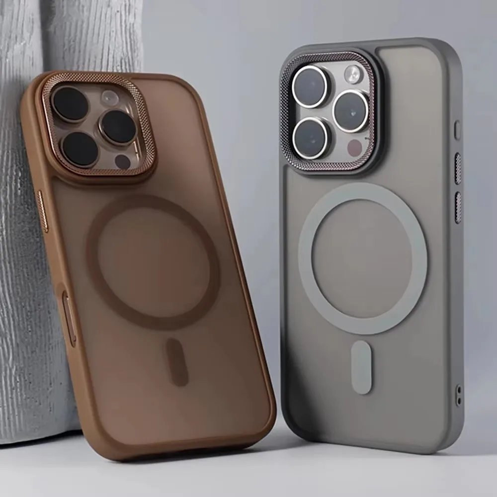 Фото Роскошный защитный чехол для камеры Spiricle для iPhone 15 16 Pro Max 16 Plus Чехлы Magsafe для iPhone 14 12 11 13 Pro Max Матовый чехол №1