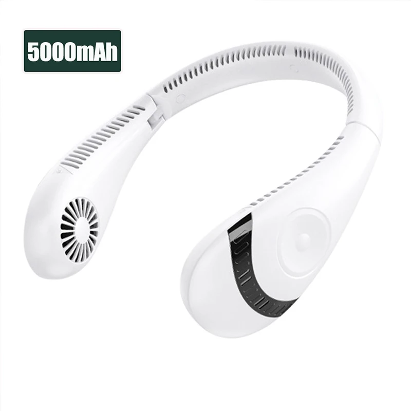 

5000mAh Hanging Neck Fan USB Bladeless Neckband Fan Portable Air Cooler Fans Foldable Summer USB Rechargeable Cooling Fans