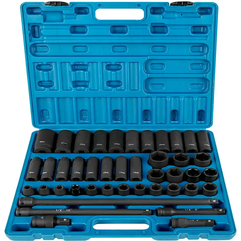 

Impact Socket Set 1/2 inches 43 Piece Impact Sockets, Standard Socket Assortment, 1/2 inches Drive Socket Set 6-Point Sockets Me
