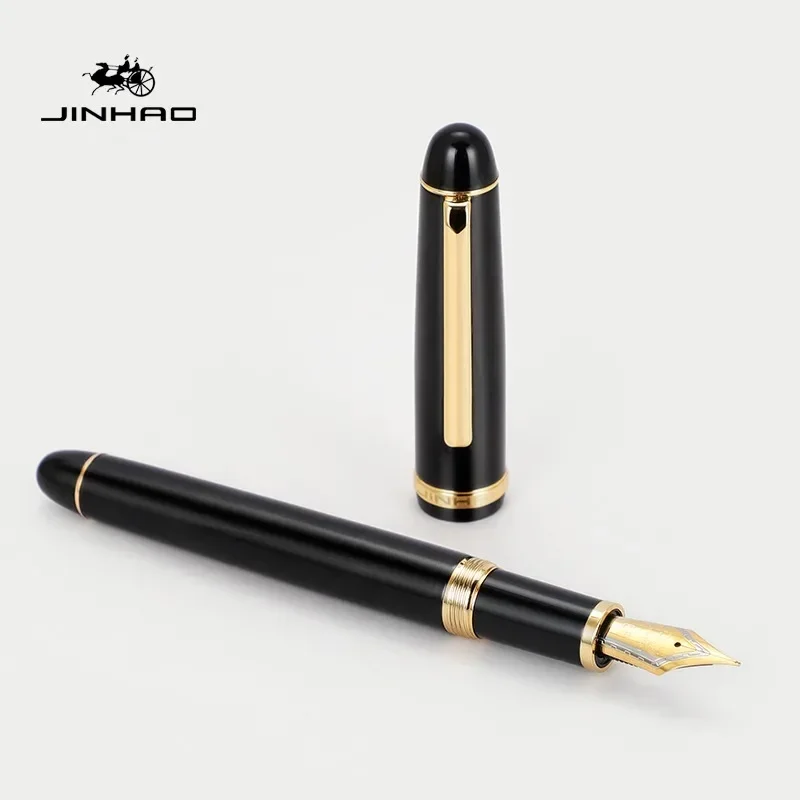 

Перьевая ручка JINHAO X350, бизнес-зажим из черного золота, тонкий средний наконечник для письма, фирменные офисные школьные принадлежности, канцелярские принадлежности