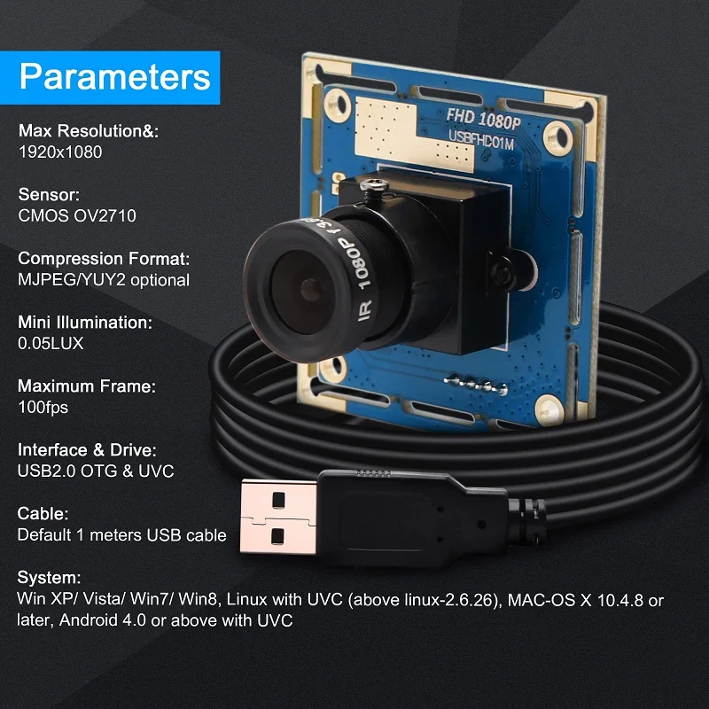 Omivision OV2710 1920X1080 MJPEG 30fps/60fps/120fps CMOS USB модуль камеры веб-камера HD 1080P с 8 мм строчкой -