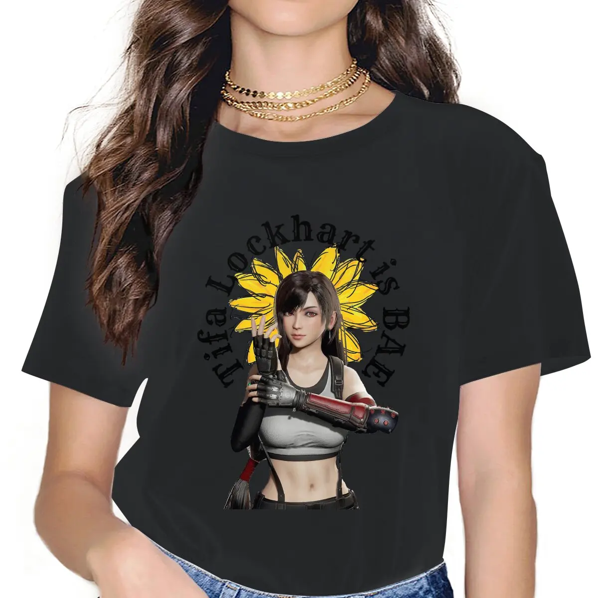 

Женские рубашки с подсолнухами Bae, фэнтези, тифа-Локхарт, свободные винтажные женские футболки, повседневные женские блузы в стиле Харадзюк...