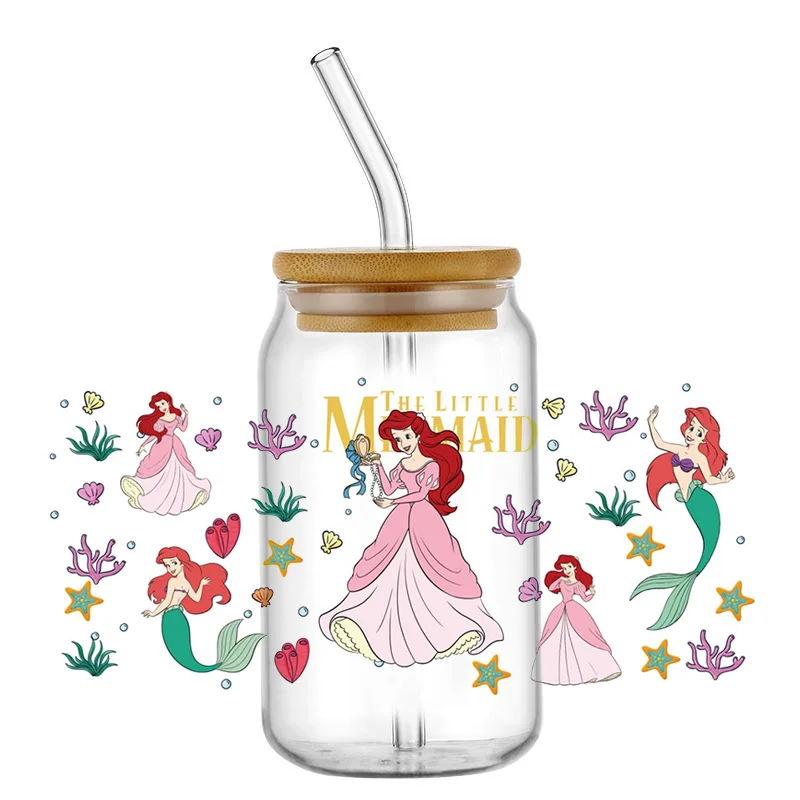 Miniso 3D переводная наклейка русалка принцесса уф DTF печатная оберточная для