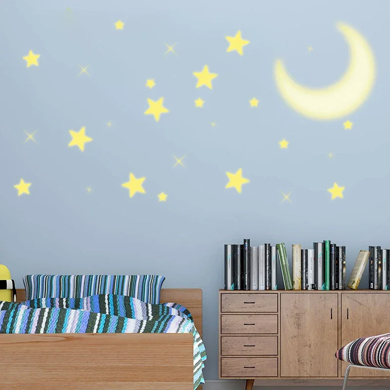 Лунная звезда бабочка наклейки на стену детская комната потолок крышу фреска