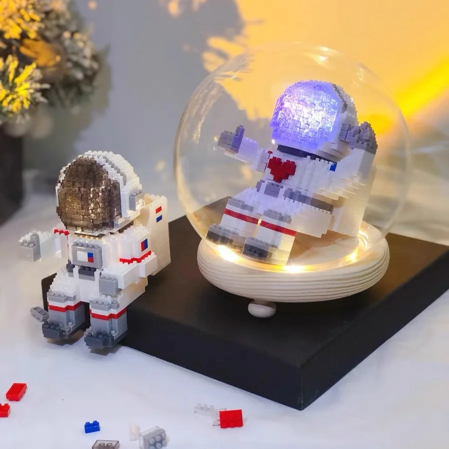 

Tiny Particles Love Space Luminous Moon Rocket Assembled Building Blocks Children's Toys Proposal Astronaut Assembled Toys
