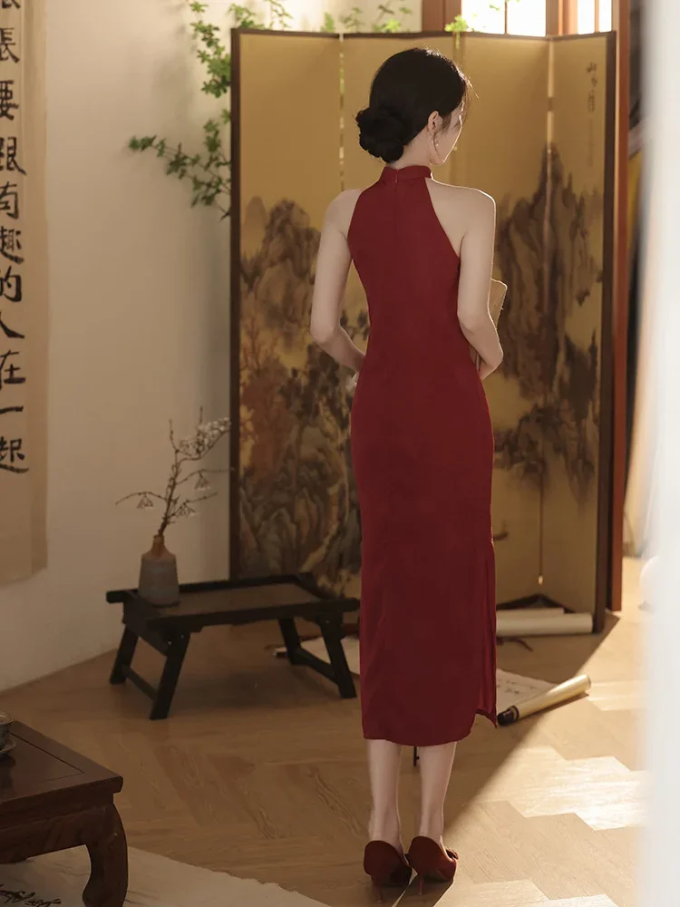 Новый Cheongsam китайский современный длинный без сна qipao винтажные восточные