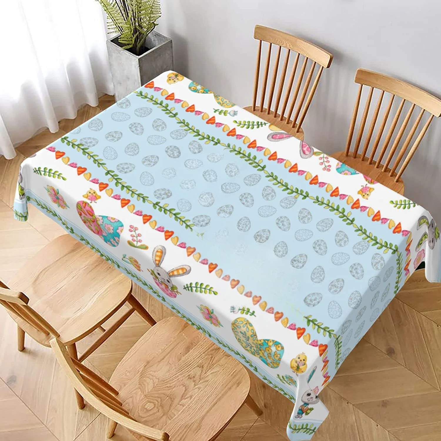 

Tablecloth For Kitchen Dining Table Decor Easter Rabbit Bunny Eggs Rectangle Tablecloth Party Christmas Decoration Waterproof
