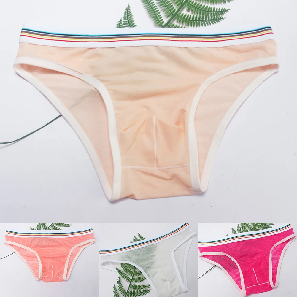 

Men Sexy Ice Silk Ultra Thin Brief Low Rise Mesh Underwear Breathable Underpant See Through Stretchy Swimwear Beachwear Bikini