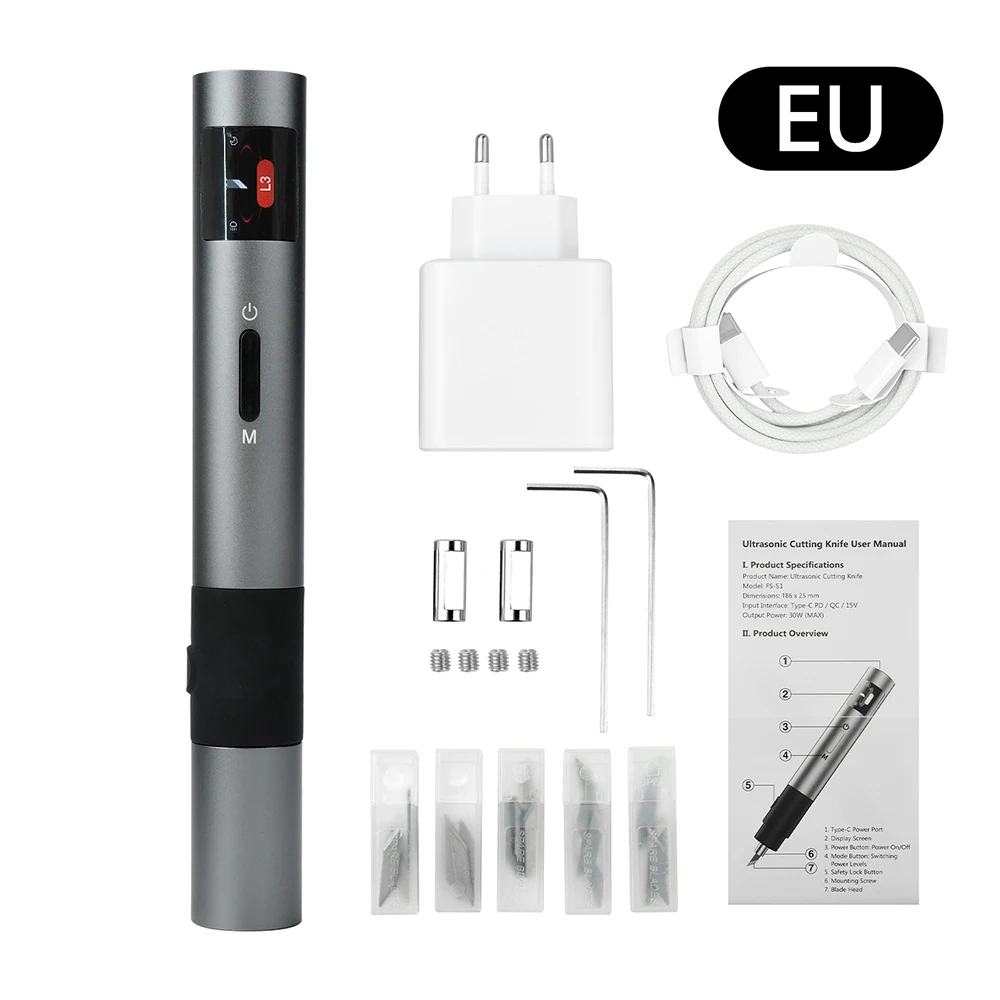 

Ультразвуковой резак FS-S1 без батареи, многофункциональный ручной ультразвуковой нож, электрический гравировальный инструмент Type-C для DIY
