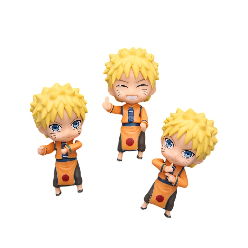 

11CM Anime Figure NARUTO Uzumaki Naruto 1Set/3Pcs Standing Model Toy Q Version Gift Collection Desktop Sculpture Ornaments