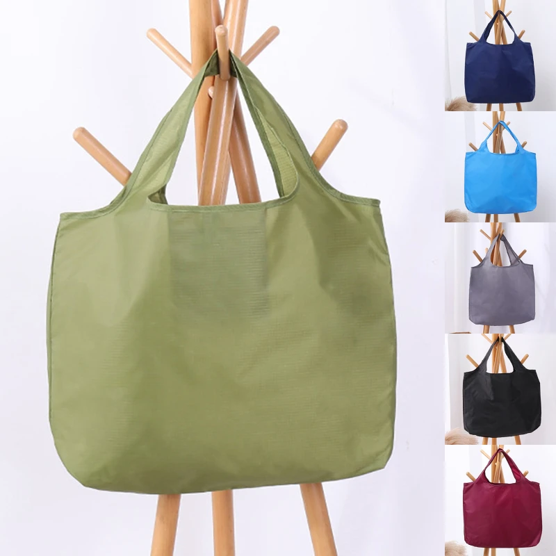 

Waterproof Foldable Handy Shopping Bags Reusable Tote Pouches Recycle Shopper Groceries Storage Handbag Useful Beach Bags