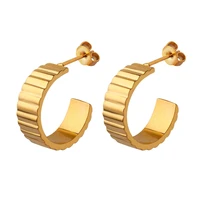 2022 trend simple summer girl c shaped earrings titanium steel plated 18k gold earrings anniversary gifts