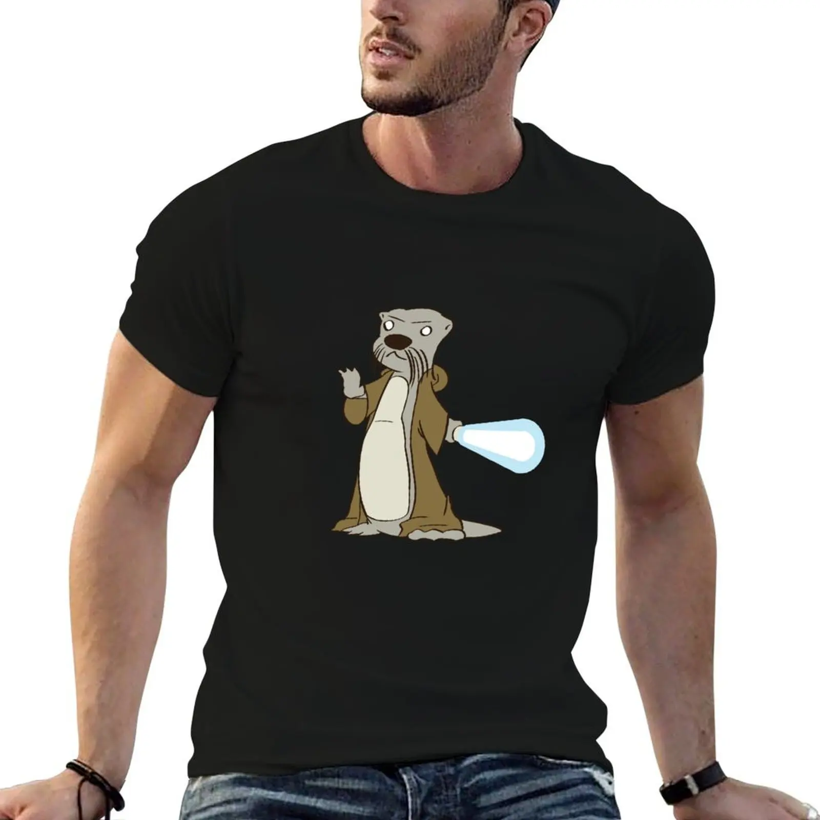 Фото Рубашки Kenobi, рубашки большого размера для футболки Otter-Wan, мужская футболка с забавным рисунком в стиле аниме №1
