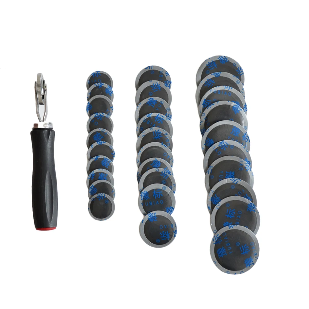 

Car Tire Repair Glue Kit 30PCS 32/42/58MM Car Motorcycle Tyre Tire Repair Rubber Glues Patch With Roller For Tire Repair Tool