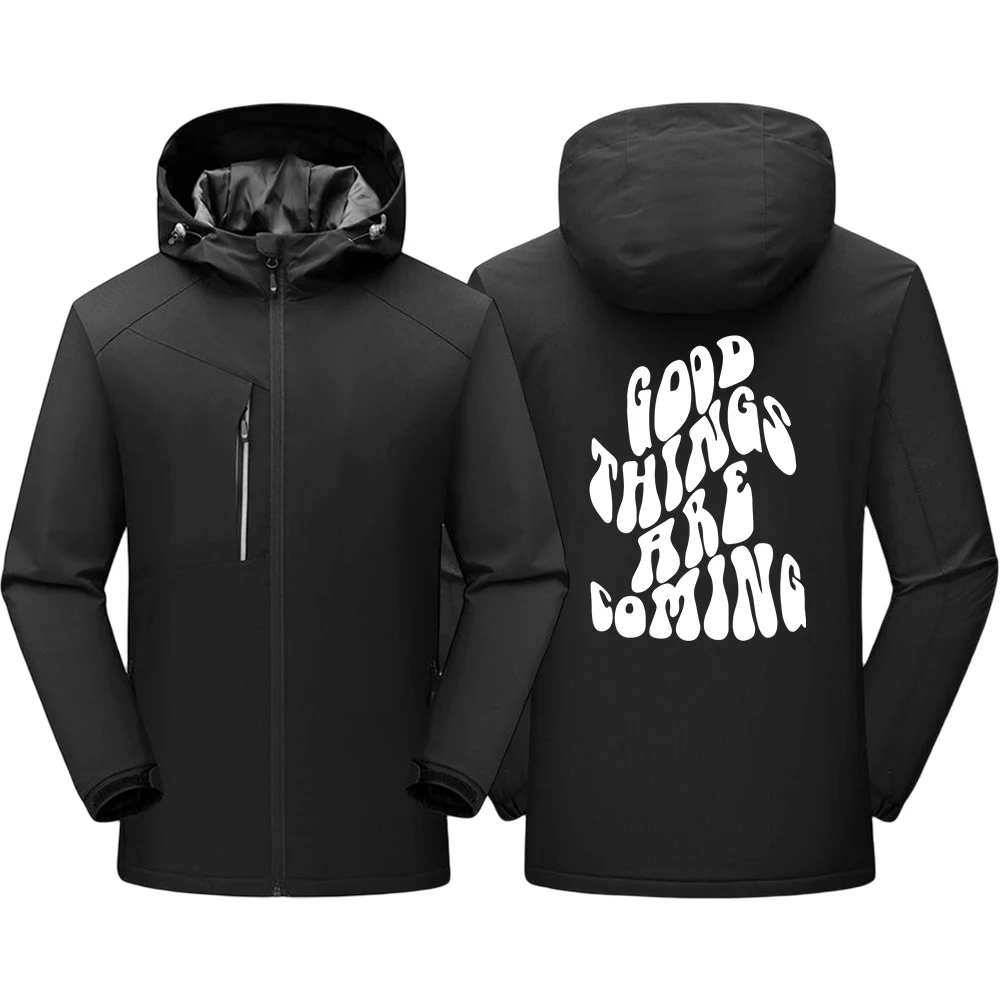 

Good Things Are Coming Printed Man Long Sleeves Casual Personality Windproof Clothing All-math Warm Zip Up Jackets Mens Coats