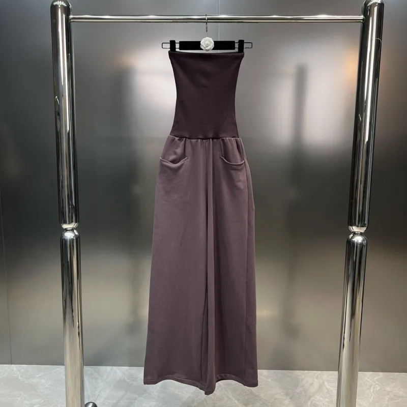 

BORVEMAYS Casual Wide Leg Pants Loose Solid Color Simple All-match Sleeveless High Waist Stretch Autumn Jumpsuits WZ5499