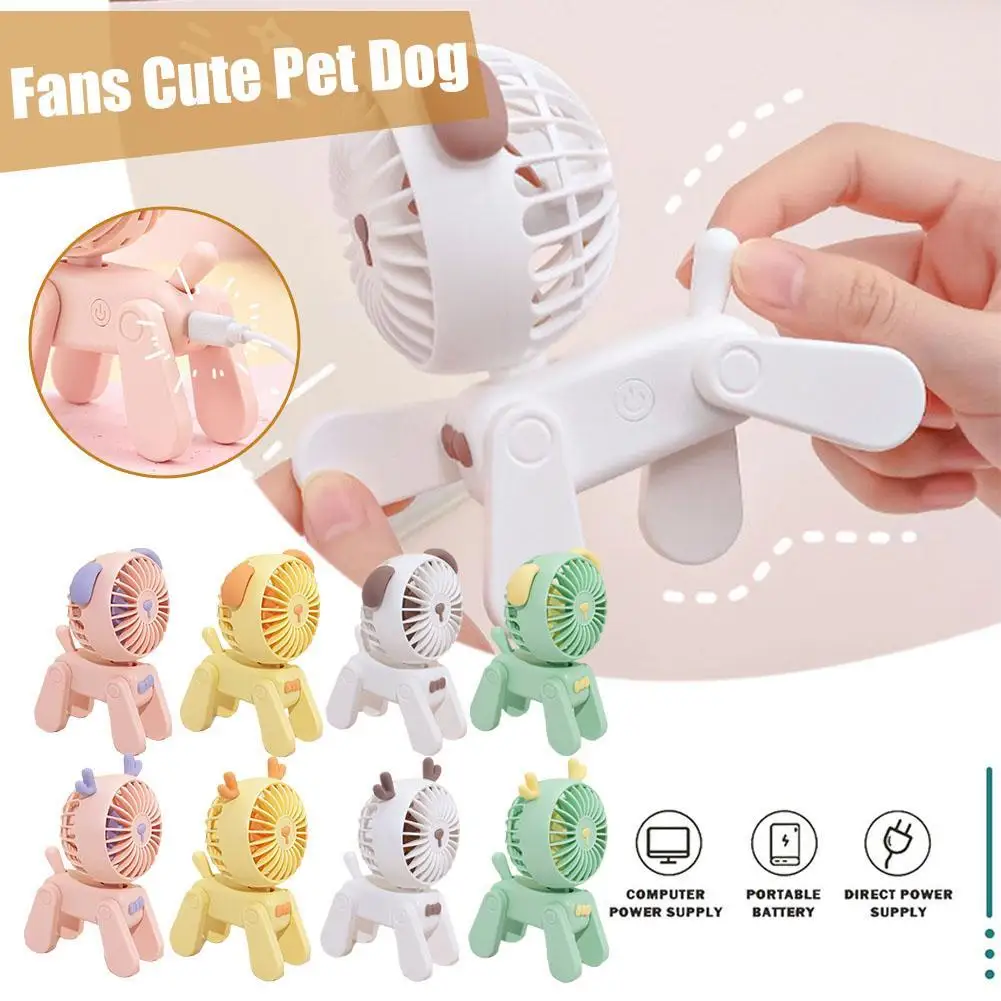 

Cute Pet Dog Rechargeable Usb Small Electric Fan Desktop Decoration Fans Cute Girl Mini Desktop Student Dormitory Decoration Fan