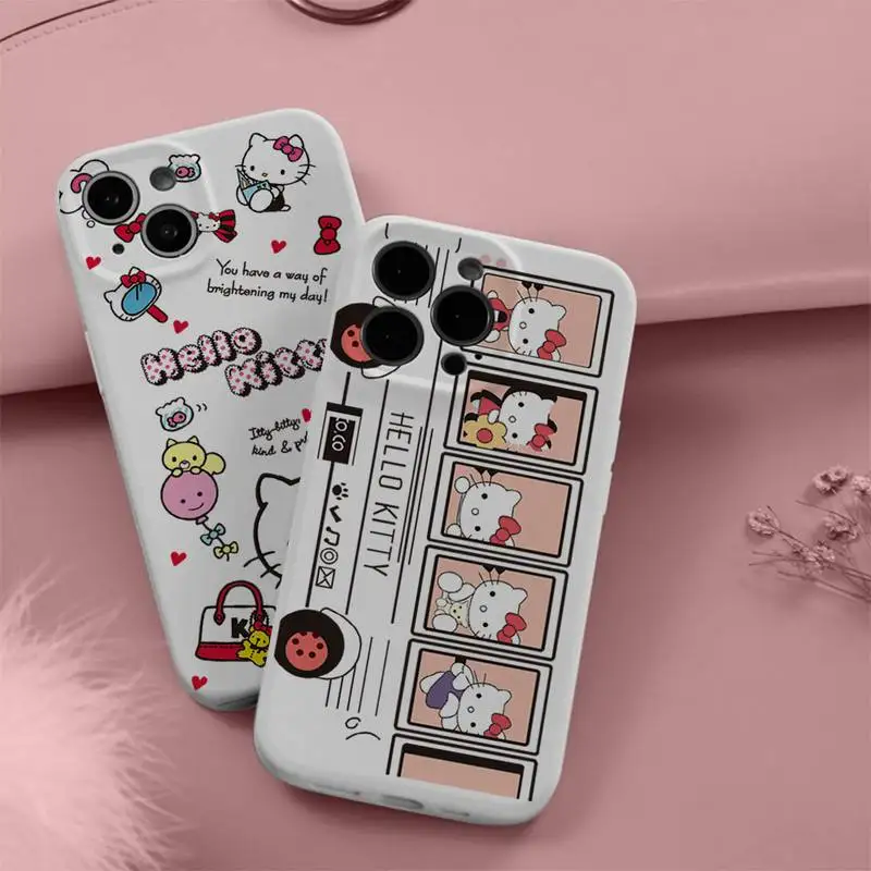 Bandai kawaii милый чехол hello kitty для iPhone 13 12 11 Pro Max Mini Xs X Xr 6 6s 7 8 Plus белый конфетных цветов