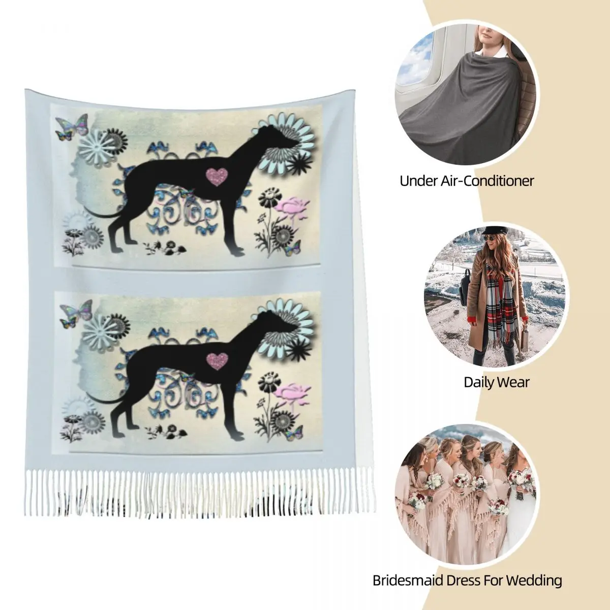Greyhound художественный шарф для собаки женская зимняя Осенняя шаль из пашмины