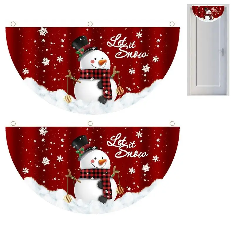 

Fan Shaped Christmas Garden Flag 2 Pieces Christmas Bunting Flags Christmas Print Flag Hanging Bunting Flag Half Fan Banners