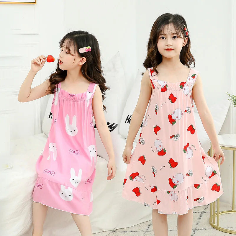 

Summer Baby Princess Pajamas Sleeveless Girls Nightgown Kids Night Dress Cotton Nightdress for Girls 3-14 Years Child Clothing