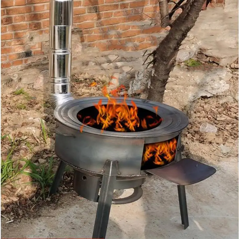 Подвижная дровяная печь для кемпинга на открытом воздухе наземный горшок