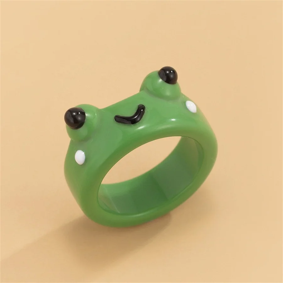 

Cute Resin Acrylic Frog Ring For Women Funny Cartoon Animal Bear Octopus Rings Aesthetic Jewelry Creative Friendship Travel Gift