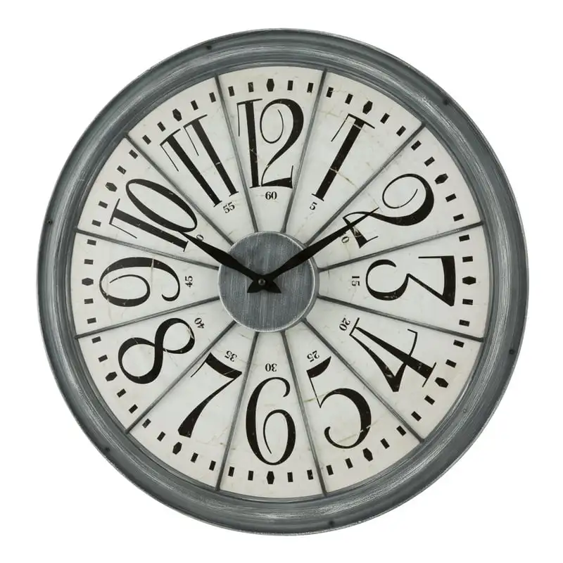 

Antique Gray Analog Round Contemporary Quartz Wall Clock, 404-3950