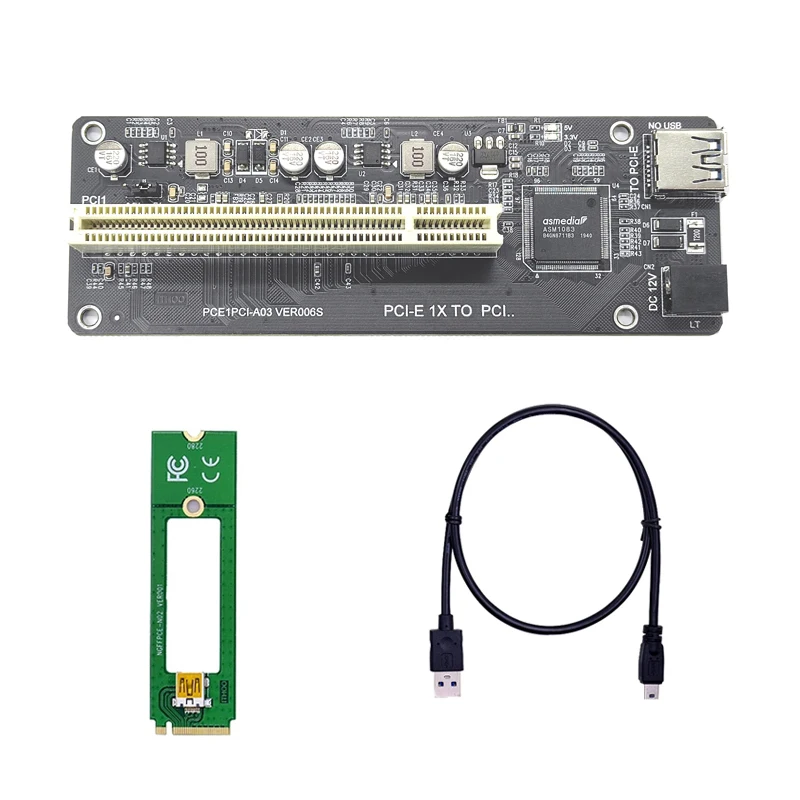 Адаптер адаптера PCI Riser NVME/Mini PCIE/PCI Express X1 на 1/2 порта PCI-слот ASM1083 Чип с кабелем USB3.0