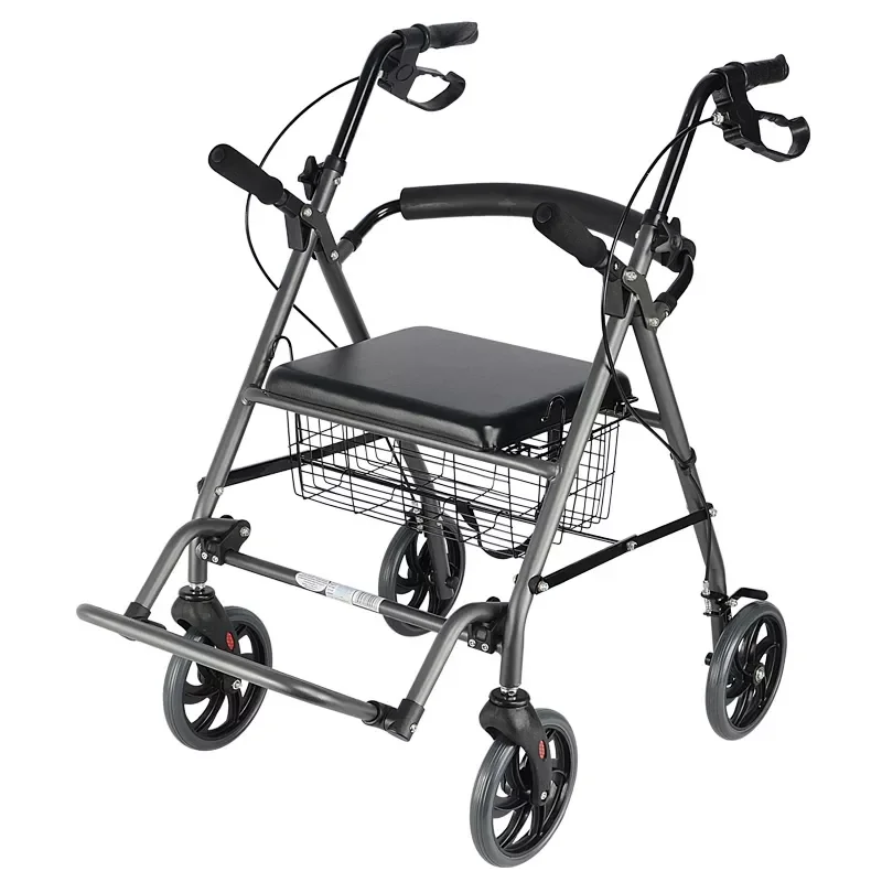 

Multi Functional Trolleys Elderly Walker Trolley Armrest Push Auxiliary Walking Can Sit Crutch Stool Elderly Shopping Walker