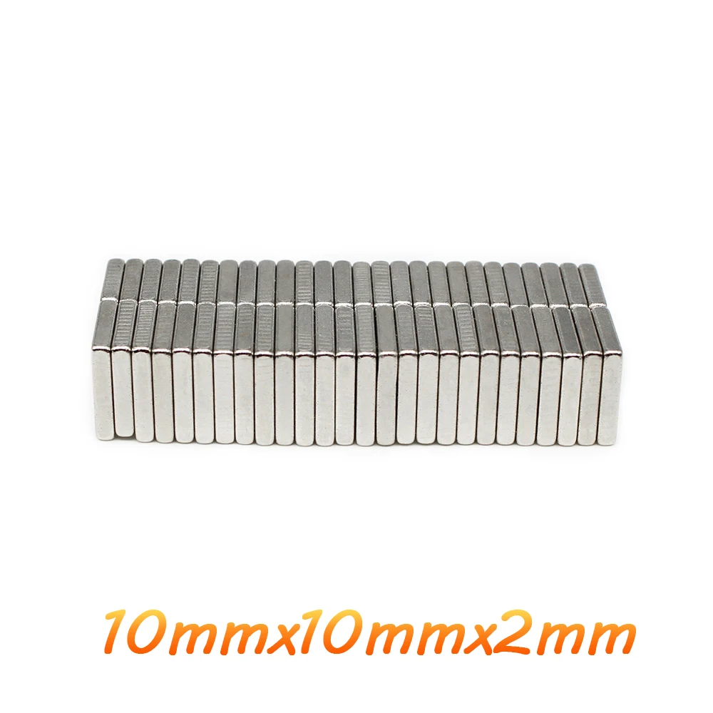 10/20/50/100/150/200/300/1000PCS 10x10x2 Square Strong Powerful Magnets 10*10*2 mm Block Rare Earth Neodymium Magnet 10x10x2mm |