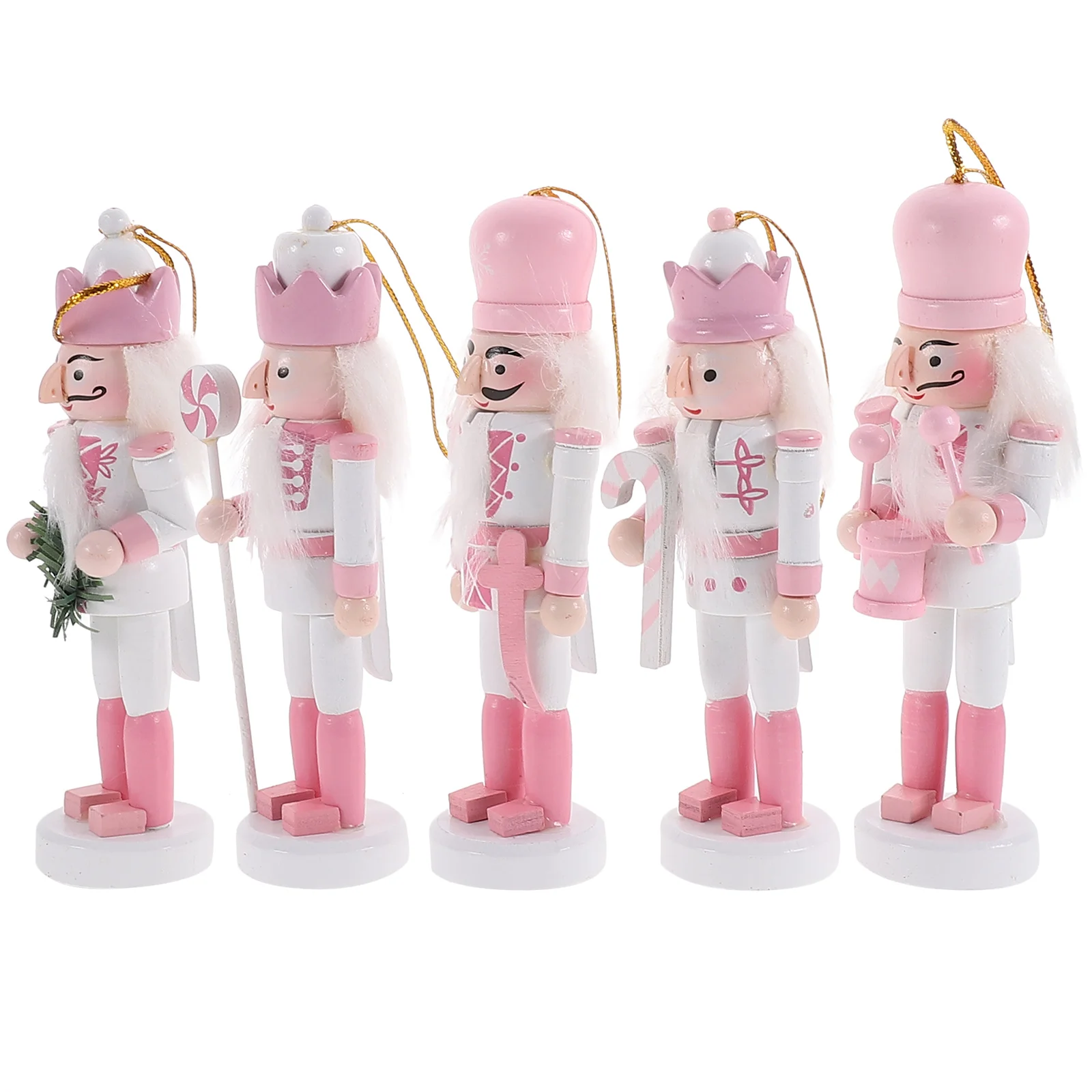 

5pcs Pink Wooden Christmas Nutcracker Soldier Christmas Nutcracker Figure Xmas Party Ornament Decoration For Home