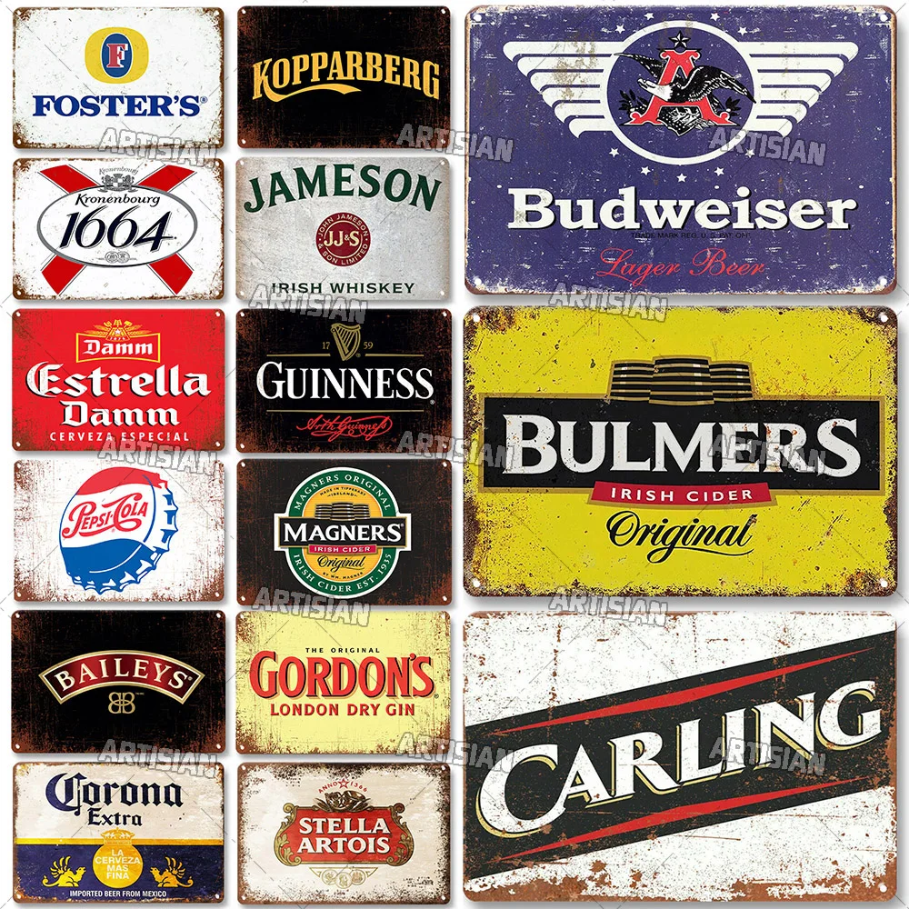 

Beer Brand Decoraive Plate Weathered Metal Tin Sign Bar Metal Plaque Home Cafe Wall Decor Signs Rusty Wall Plate Metal Poster