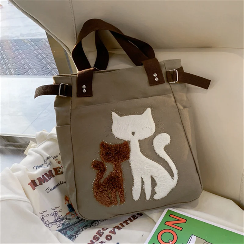 Сумка женская холщовая на молнии милая вместительная Повседневная портативная