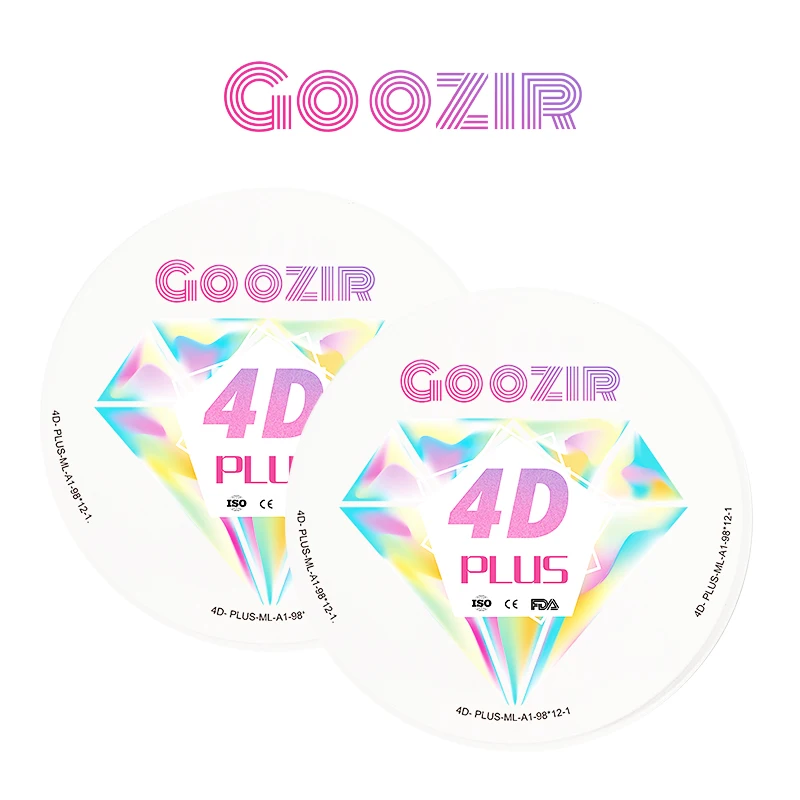 Goozir 4D Pro 8 Layer Dental Zirconia Blocks for 5 Axis Milling Machine 4D Plus Multilayer Dental Zirconia Dics for CAD CAM CNC