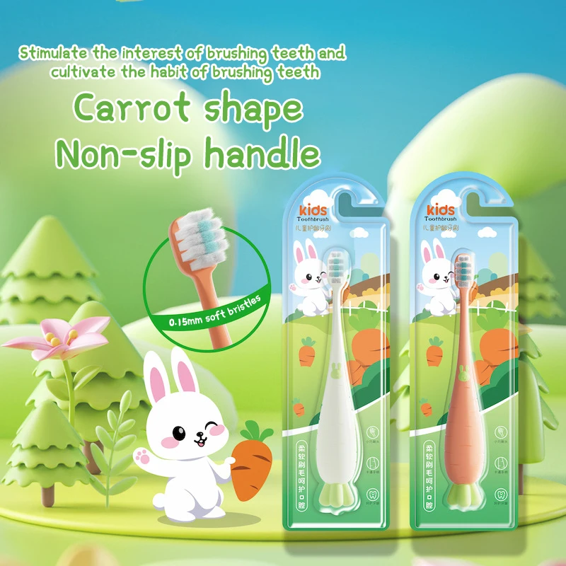 

Cute Carrot Toothbrush Soft Toothbrush Deep Cleaning Soft Brush Teeth 3-10 Years Old Kids Manual Toothbrush for Oral Care
